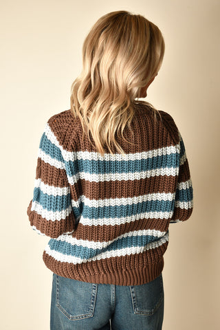 CHOCOLATE & BLUE STRIPED SWEATER