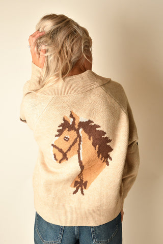 HORSE JACQUARD CARDIGAN