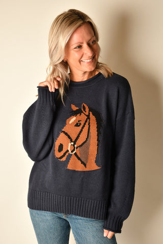 HORSE MOTIF SWEATER