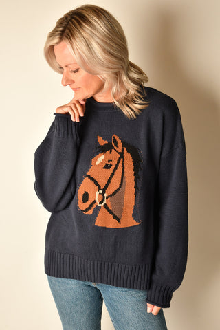 HORSE MOTIF SWEATER