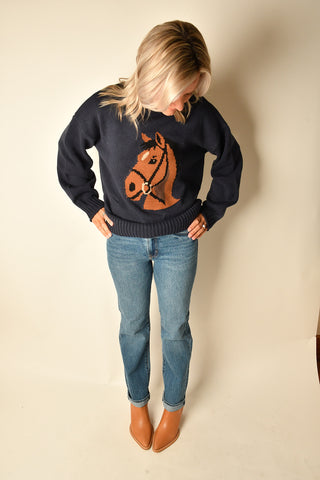 HORSE MOTIF SWEATER