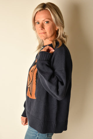 HORSE MOTIF SWEATER