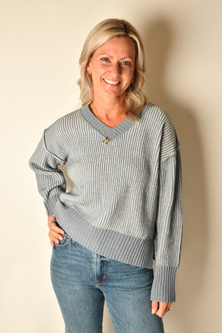 EVERLY RIBBED V-NECK SWEATER