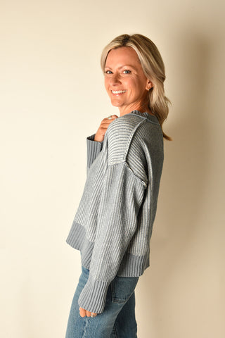 EVERLY RIBBED V-NECK SWEATER
