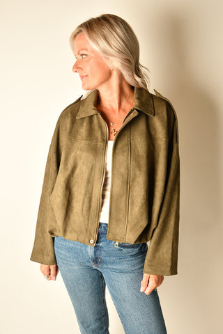 SUEDE ZIP UP JACKET
