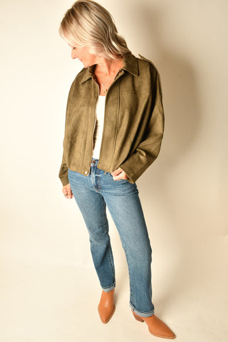 SUEDE ZIP UP JACKET