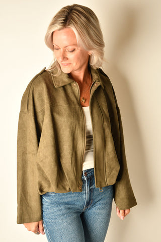 SUEDE ZIP UP JACKET