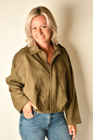 SUEDE ZIP UP JACKET
