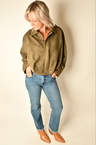 SUEDE ZIP UP JACKET