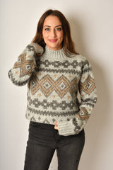 FAIR ISLE MOCK NECK SWEATER