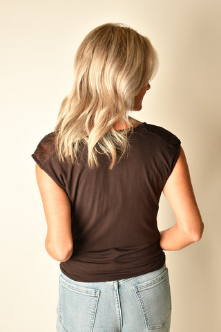 CHOCOLATE DRAPE NECK TOP