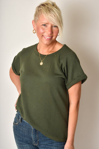 BOATNECK ROLL SLEEVE RAGLAN