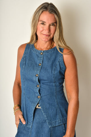 CHARLIE LONGLINE DENIM VEST