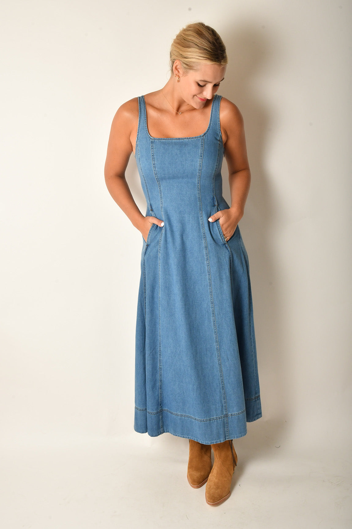 DENIM MIDI DRESS
