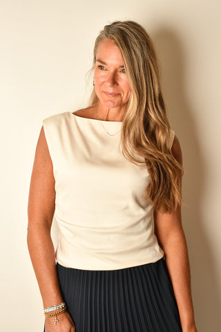 DRAPED SATIN TOP