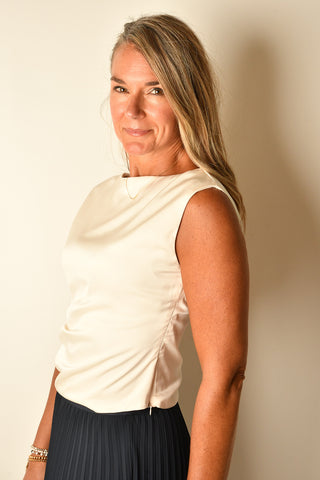 DRAPED SATIN TOP
