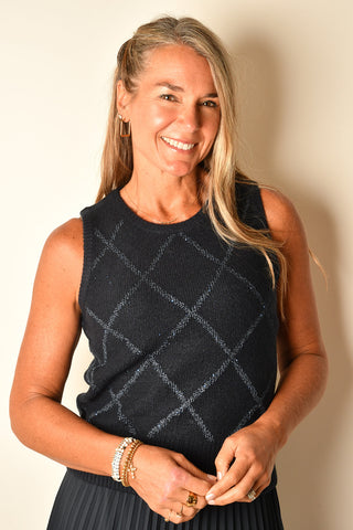 ARGYLE SEQUIN SWEATER VEST