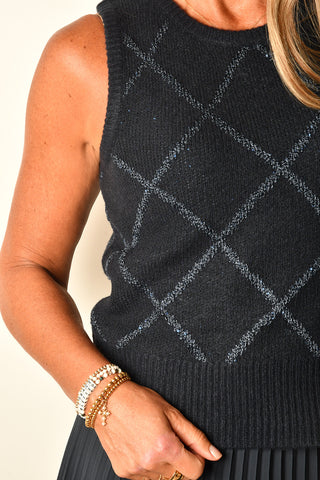 ARGYLE SEQUIN SWEATER VEST