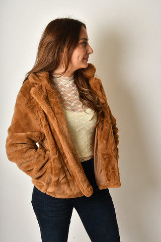 OPEN FAUX FUR MID JACKET