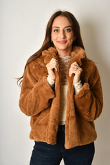 OPEN FAUX FUR MID JACKET