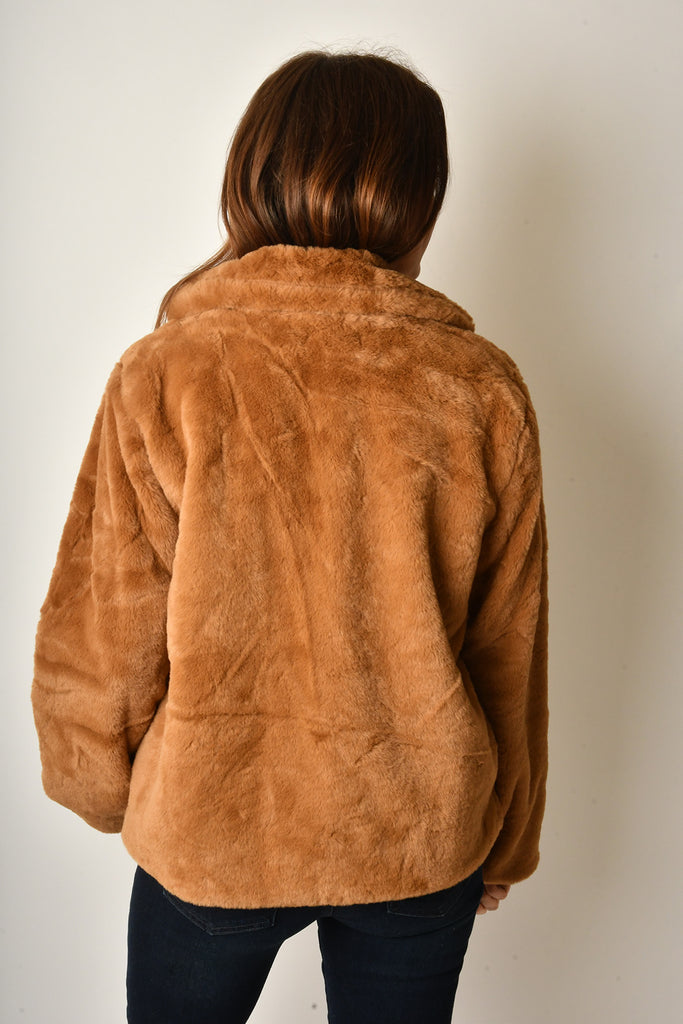 OPEN FAUX FUR MID JACKET