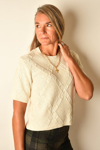 DIAMOND STITCH SWEATER TEE