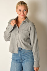CROP LS BUTTON UP SHIRT