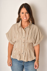 BROWN STRIPE BLOUSE