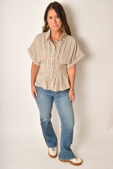 BROWN STRIPE BLOUSE