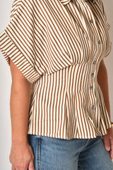 BROWN STRIPE BLOUSE