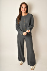 RIB CARDI/WIDE LEG SET + color