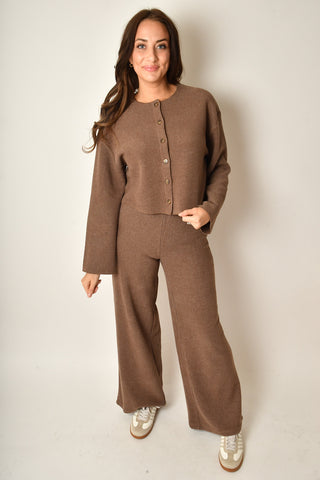 RIB CARDI/WIDE LEG SET + color