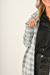 GREY PLAID SWEATER COAT