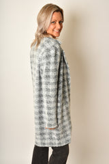 GREY PLAID SWEATER COAT