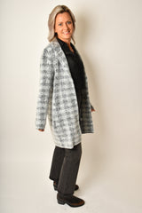 GREY PLAID SWEATER COAT