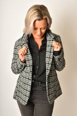 BLACK & GREY PLAID BLAZER