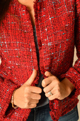 FRAY EDGE COLLARLESS JACKET