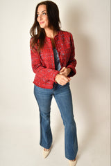 FRAY EDGE COLLARLESS JACKET
