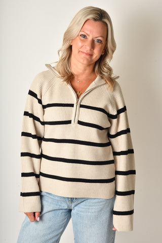 HALF ZIP LONGLINE SWEATER