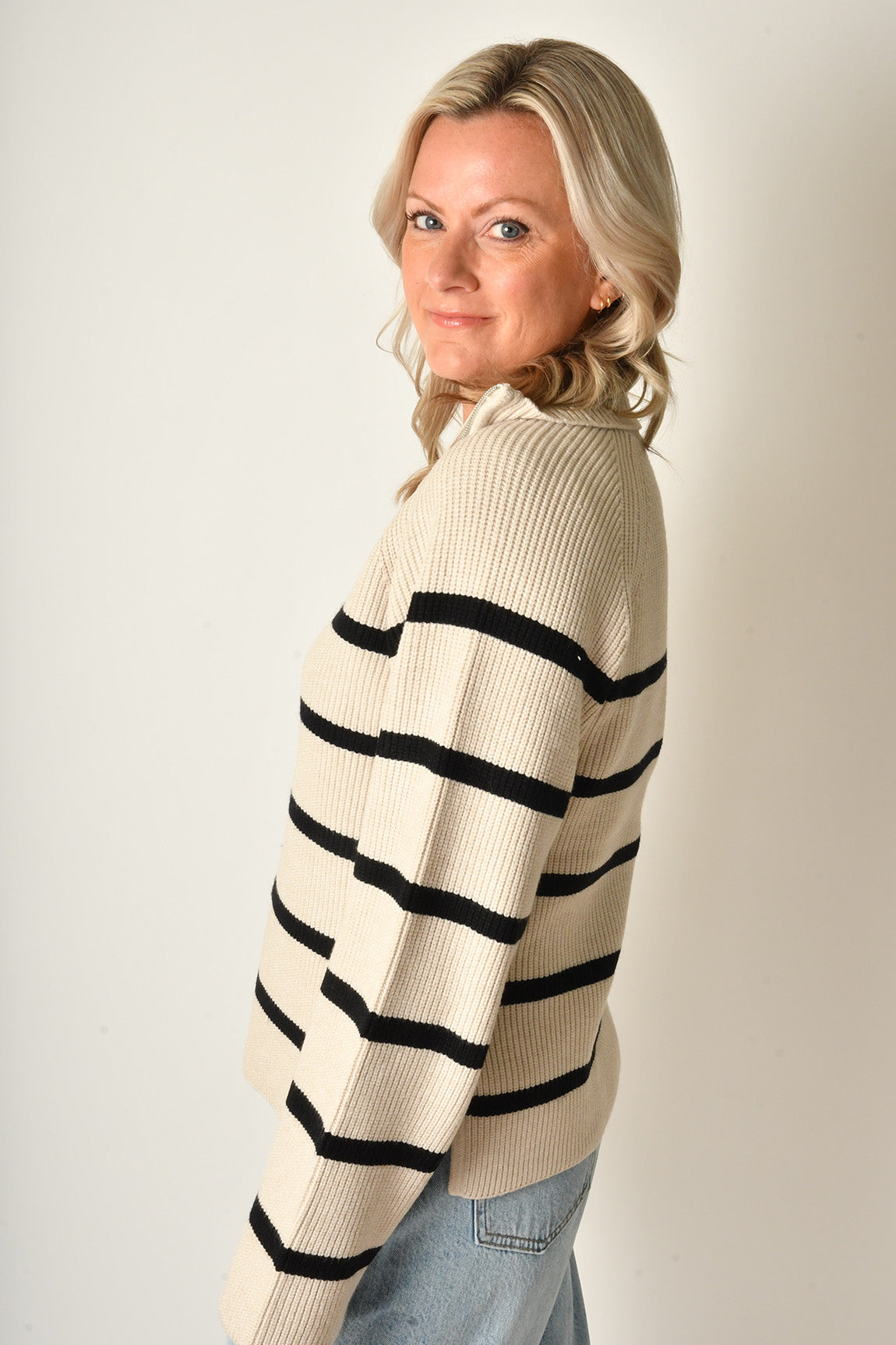 HALF ZIP LONGLINE SWEATER