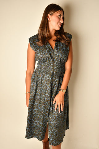 MINI FLOWER ZIPPER DRESS