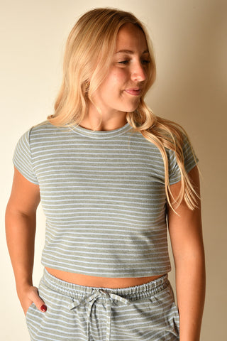 STRIPED SHORT SLEEVE LOUNGE SET