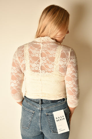 LUXE FLORAL LACE MOCK NECK