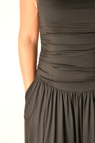 DROP WAIST RUCHED DRESS