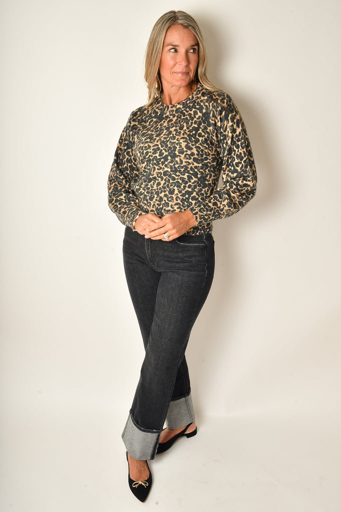 ALMA CHEETAH CREW SWEATER