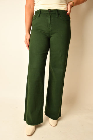 WILLOW HIGH RISE FOREST WIDE LEG