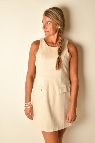 MODERN SLEEVELESS SUEDE DRESS
