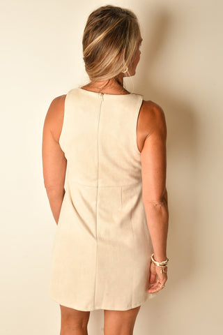 MODERN SLEEVELESS SUEDE DRESS