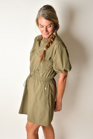 PUFF SLEEVE UTILITY DRESS