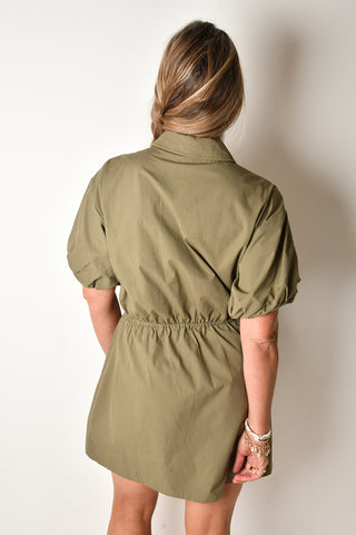 PUFF SLEEVE UTILITY DRESS